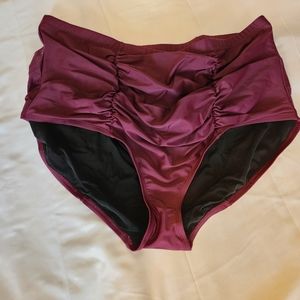 Swim bottoms High waist ruching size 3x burgundy Torrid